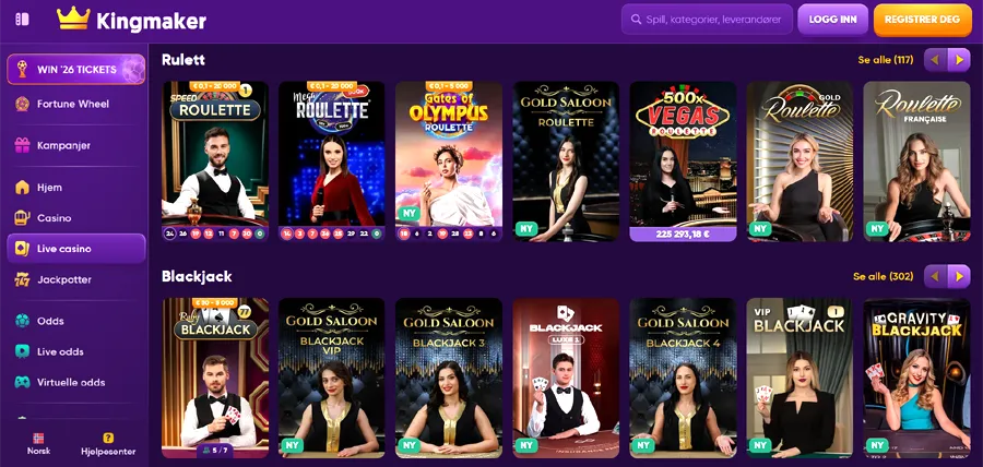 Kingmaker live casino