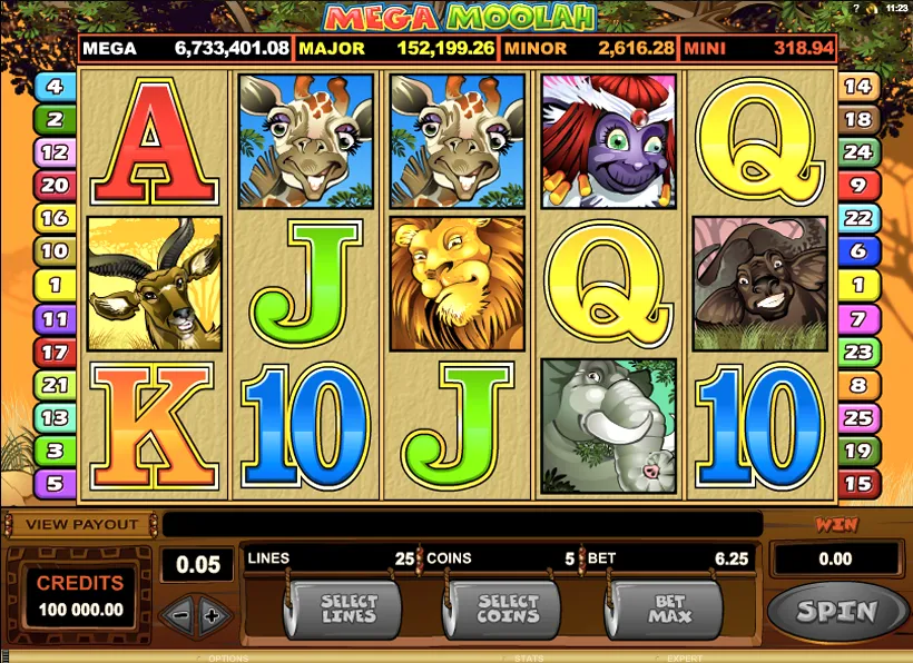 Mega Moolah slot machine gameplay