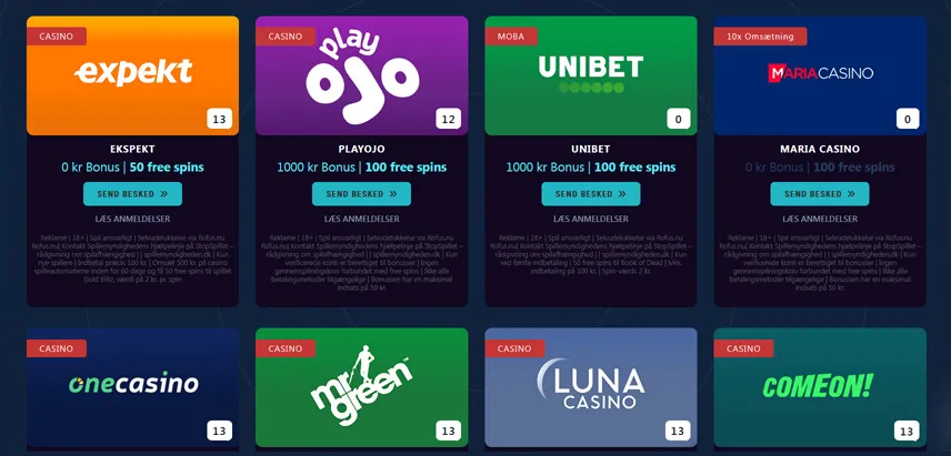 Casino sammenligning